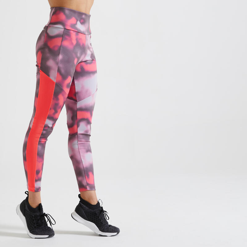Dámské fitness legíny Adidas růžové s potiskem