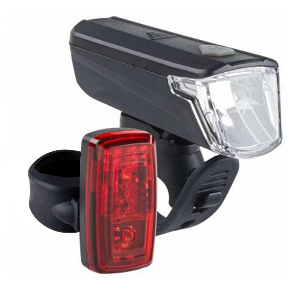 Waterproof front and rear battery-powered LED bike light set