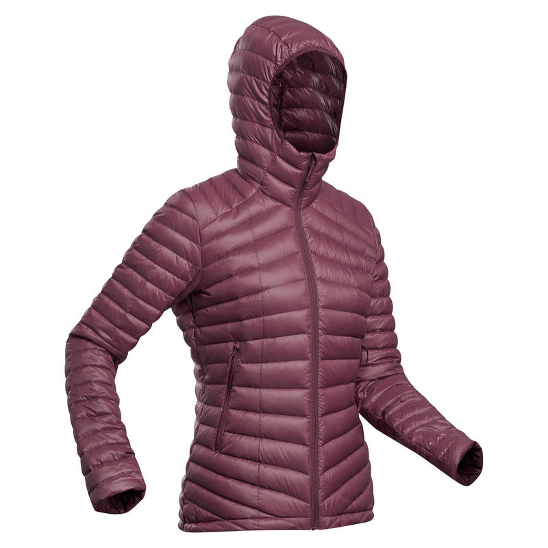 Női kapucnis kabát túrázáshoz MT100, -5 °C-ig, bordó