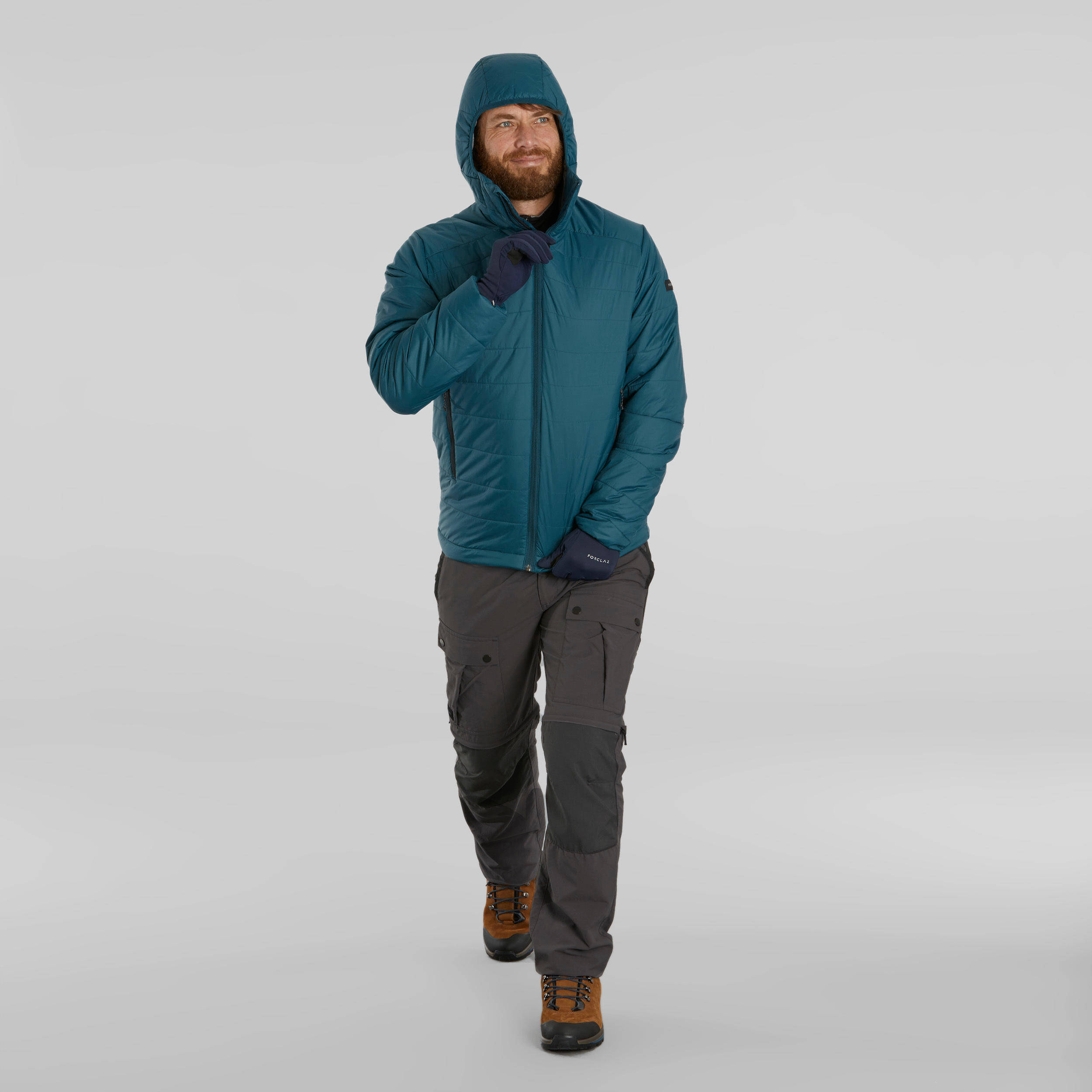 Men Packable Puffer Jacket for Trekking - MT100 -5°C Petrol Blue -  2