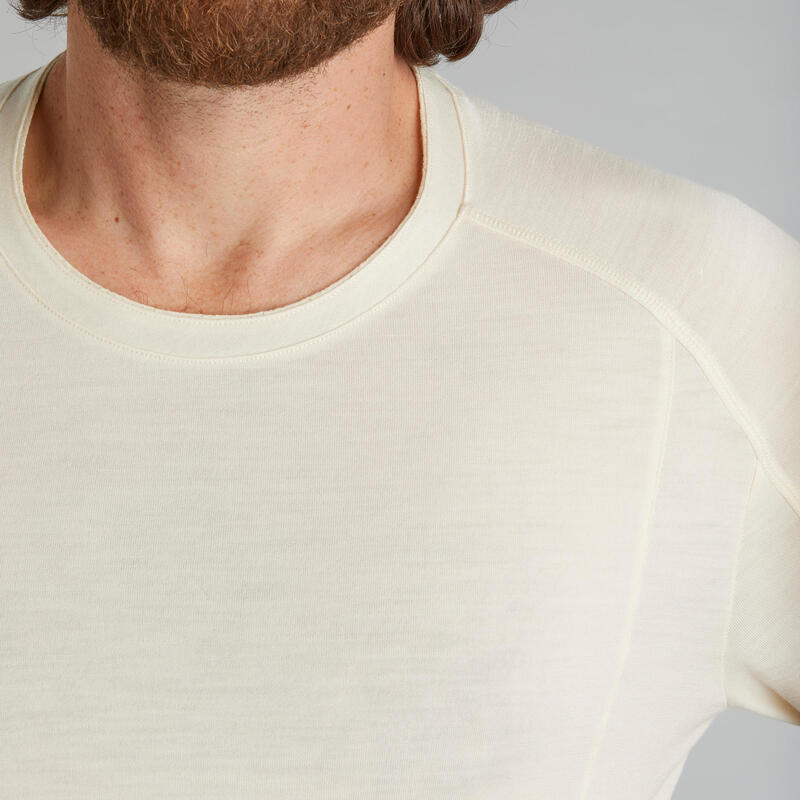 T-shirt en laine mérinos sans teinture manche longue MT500 - Homme