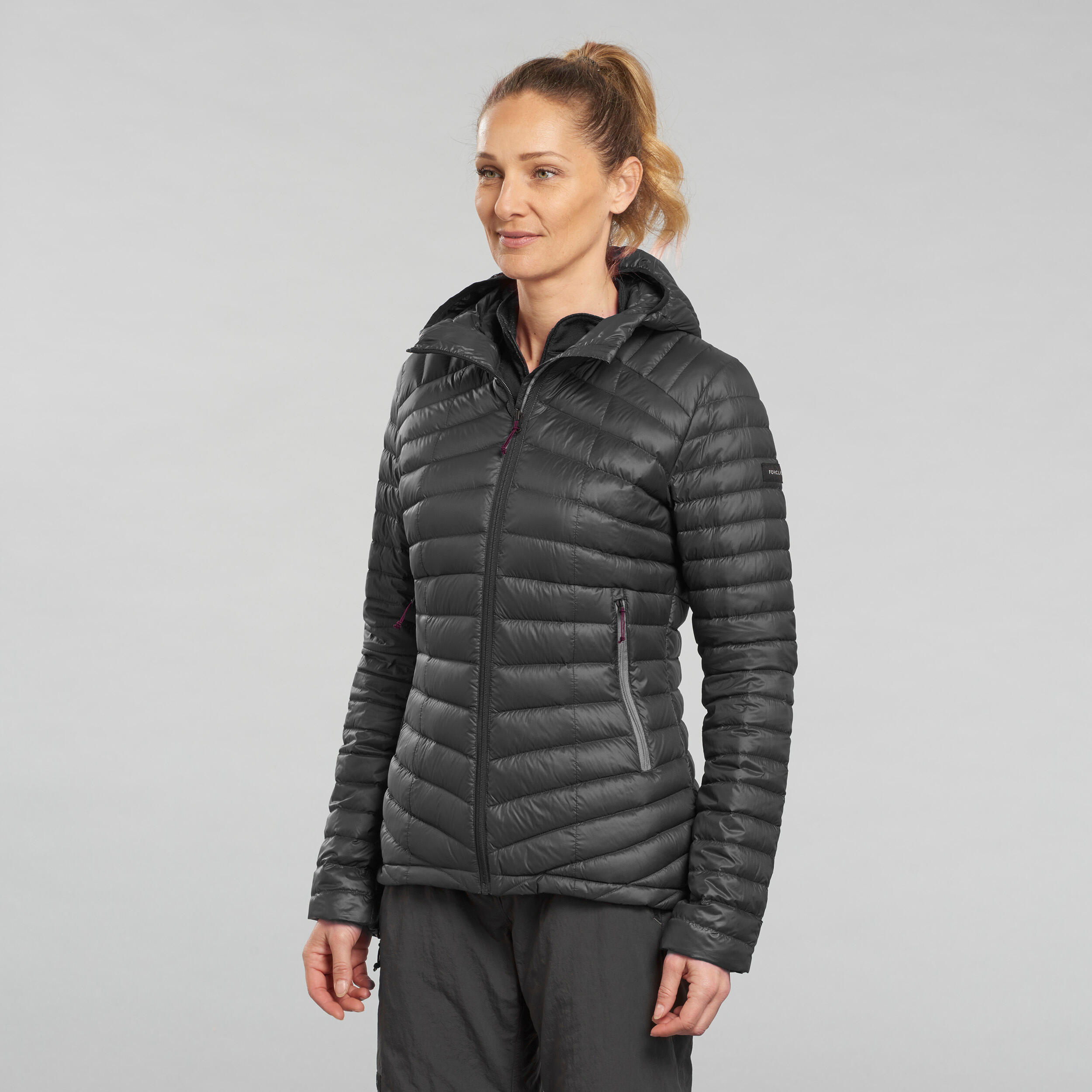 Women's Down Winter Jacket - MT 900 Black - Carbon grey - Forclaz
