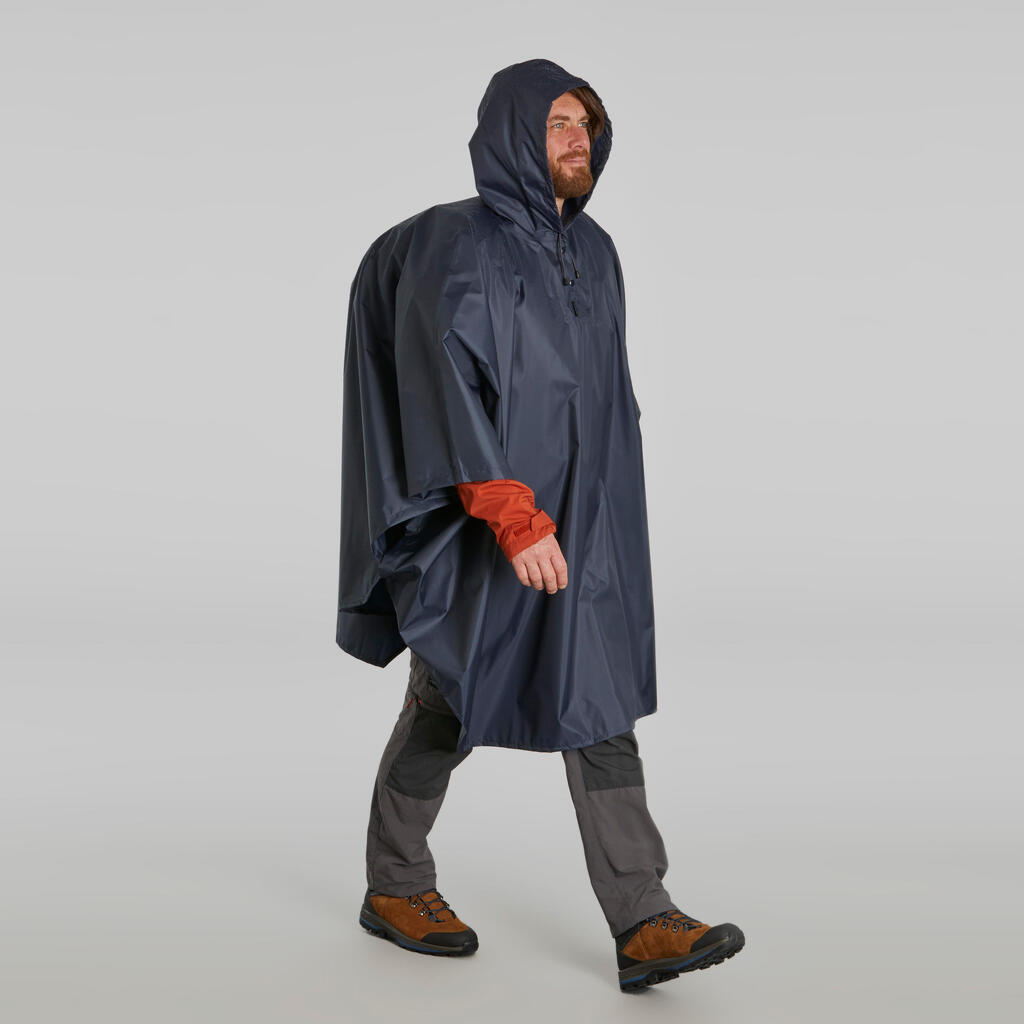 Poncho pluie de randonnée - forclaz mt 100 bleu 30l
