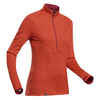 Dámske tričko MT900 na horskú turistiku z vlny merino golier na zips oranžové