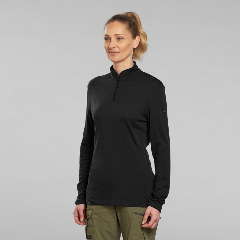 Camiseta montaña y trekking lana merina Mujer Forclaz Trek 500