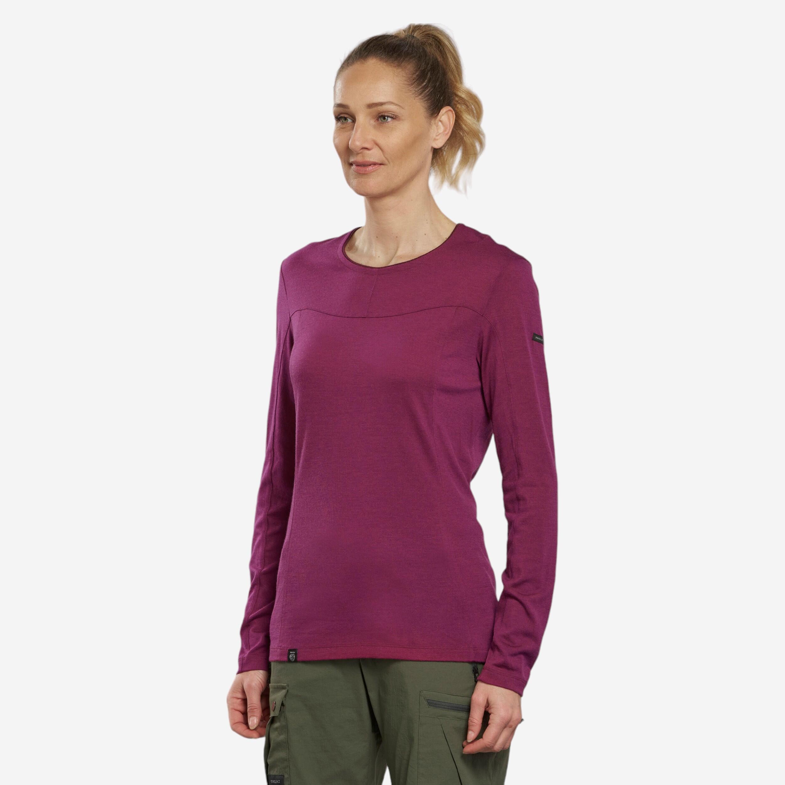 T-shirt en laine mérinos manche longue MT500 - Femme