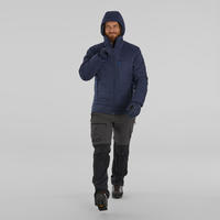 Men's Synthetic Mountain Trekking Padded Jacket - TREK 500 with hood -10°C Navy