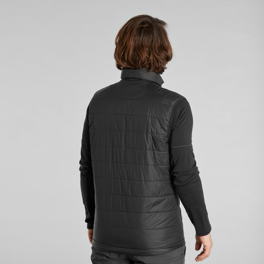 Men’s synthetic sleeveless trekking padded jacket MT100 - Black