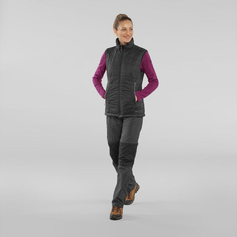 Synthetische bodywarmer voor bergtrekking dames MT100 zwart