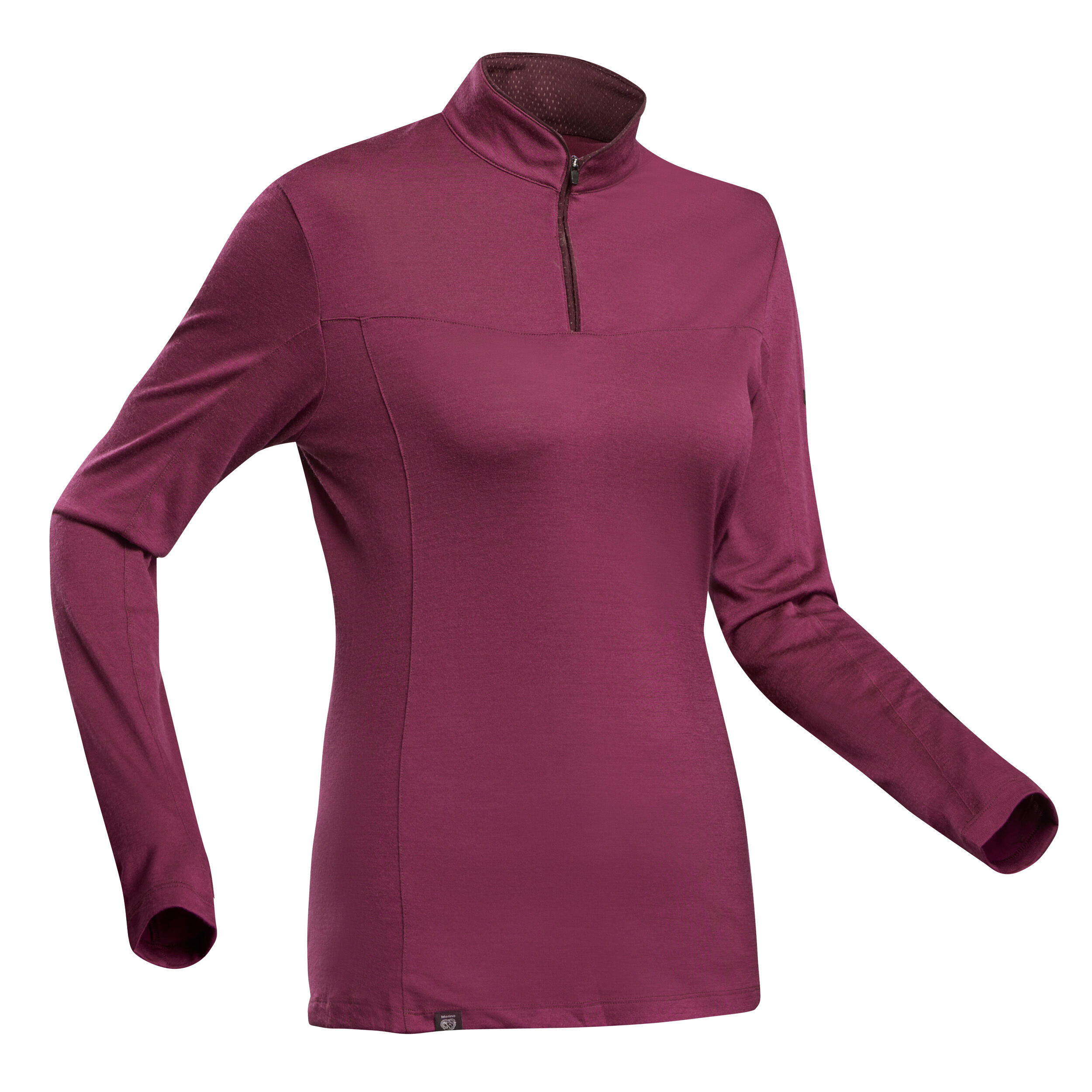 FORCLAZ Women's Mountain Trekking Long-Sleeved T-Shirt  MT500 Merino Zip - purple