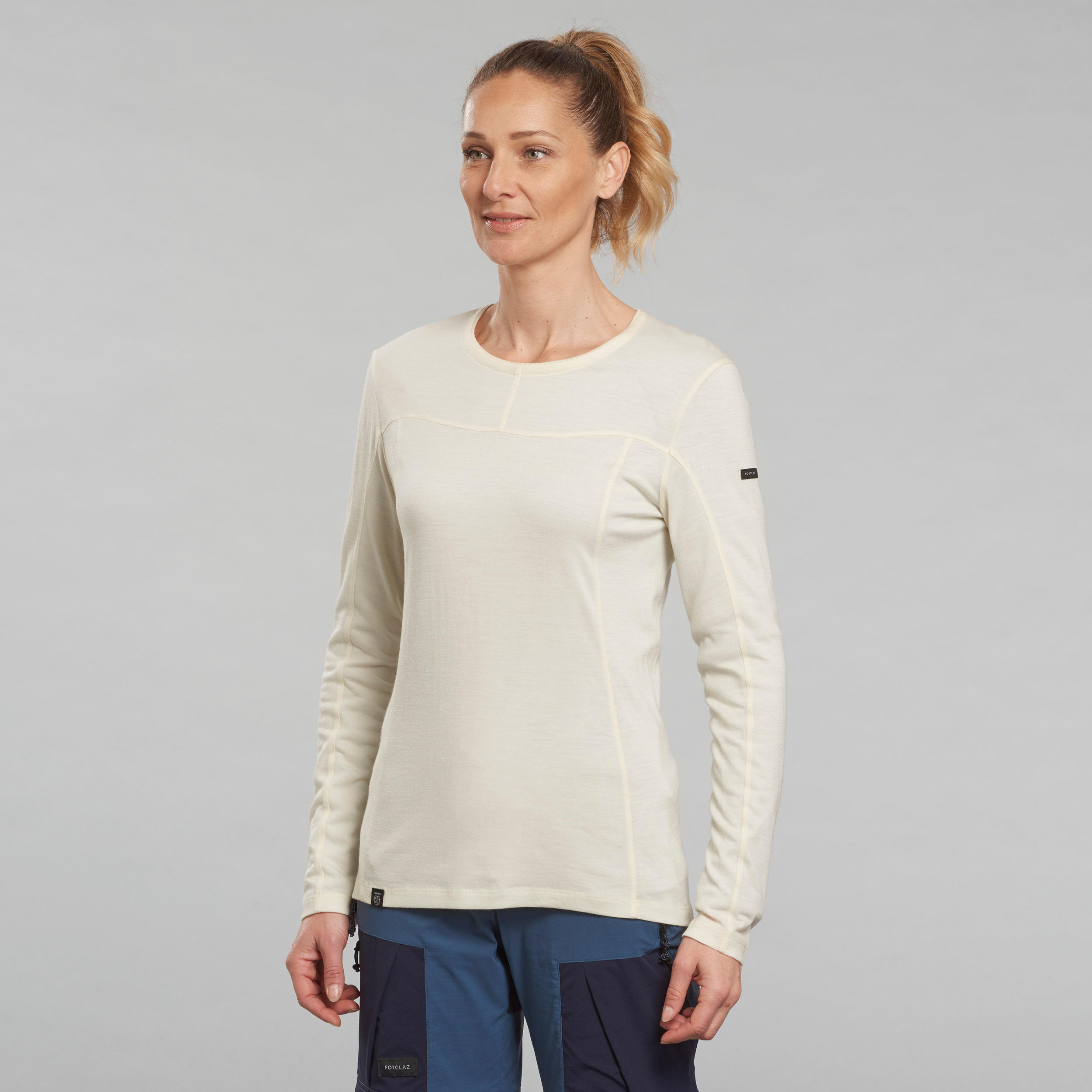 Women's Long-sleeve T-shirt Undyed Merino Wool  MT500 2/6