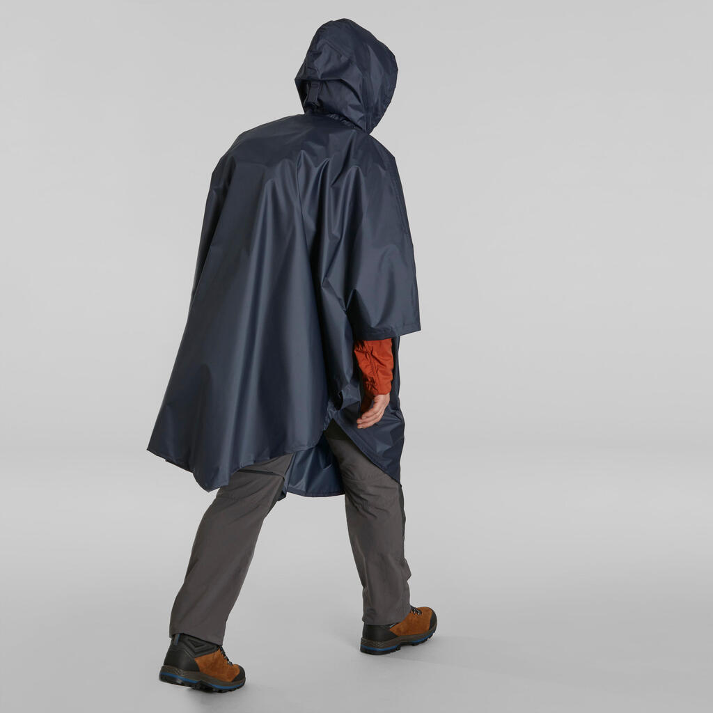 Poncho impermeable de senderismo azul Forclaz MT 100 30 L 