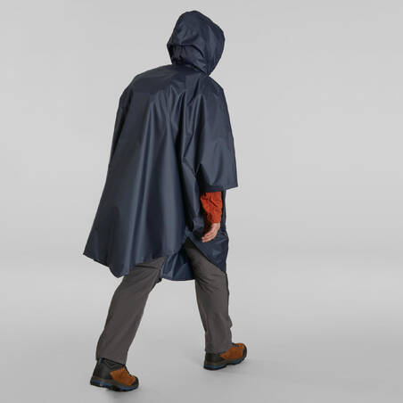 Hiking Rain Poncho - TREK 100 Blue