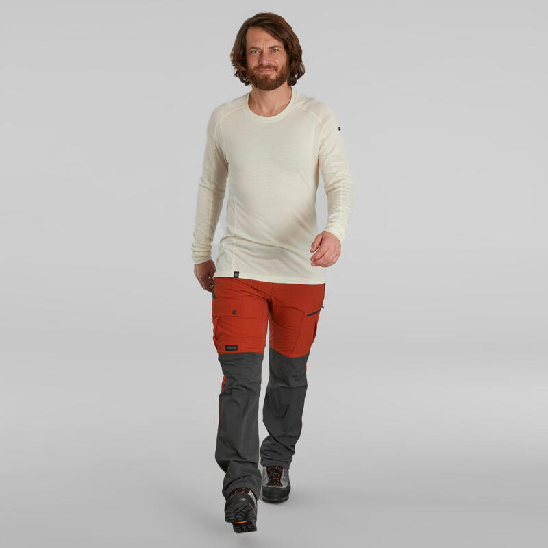 T-shirt en laine mérinos sans teinture manche longue MT500 - Homme