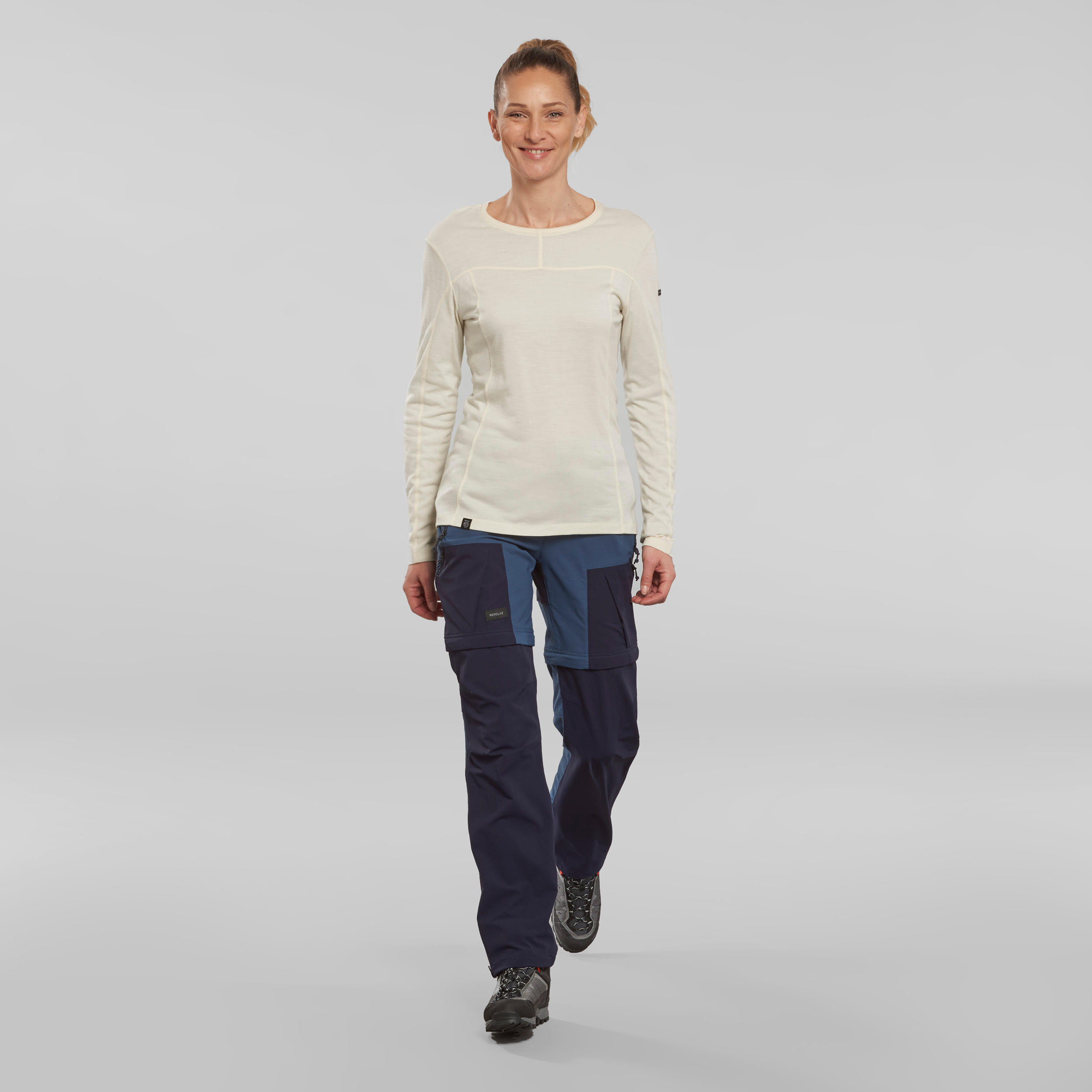 Women's Long-sleeve T-shirt Undyed Merino Wool  MT500 5/6