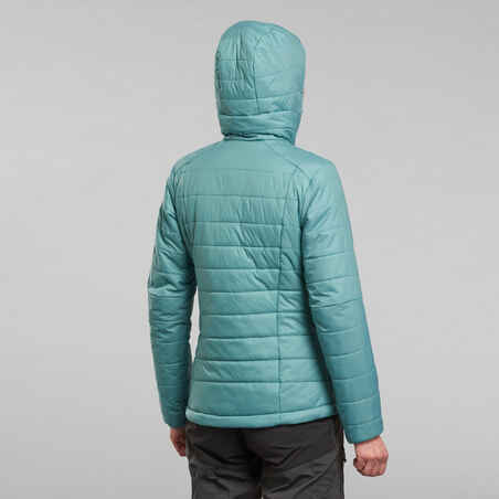 Wattierte Jacke Bergtrekking MT100 Kapuze Komfort bis -5 °C Damen türkis 