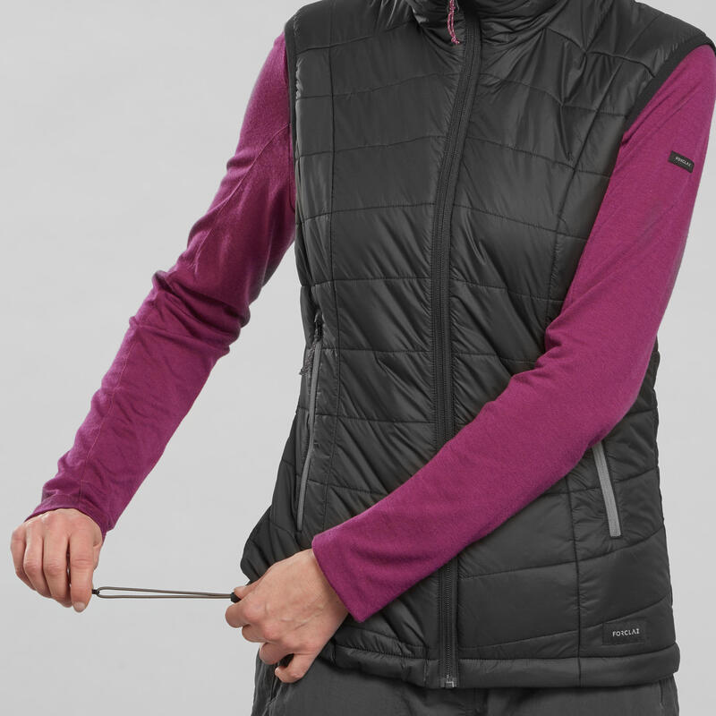 Gilet trekking donna MT100 OVATTA nero