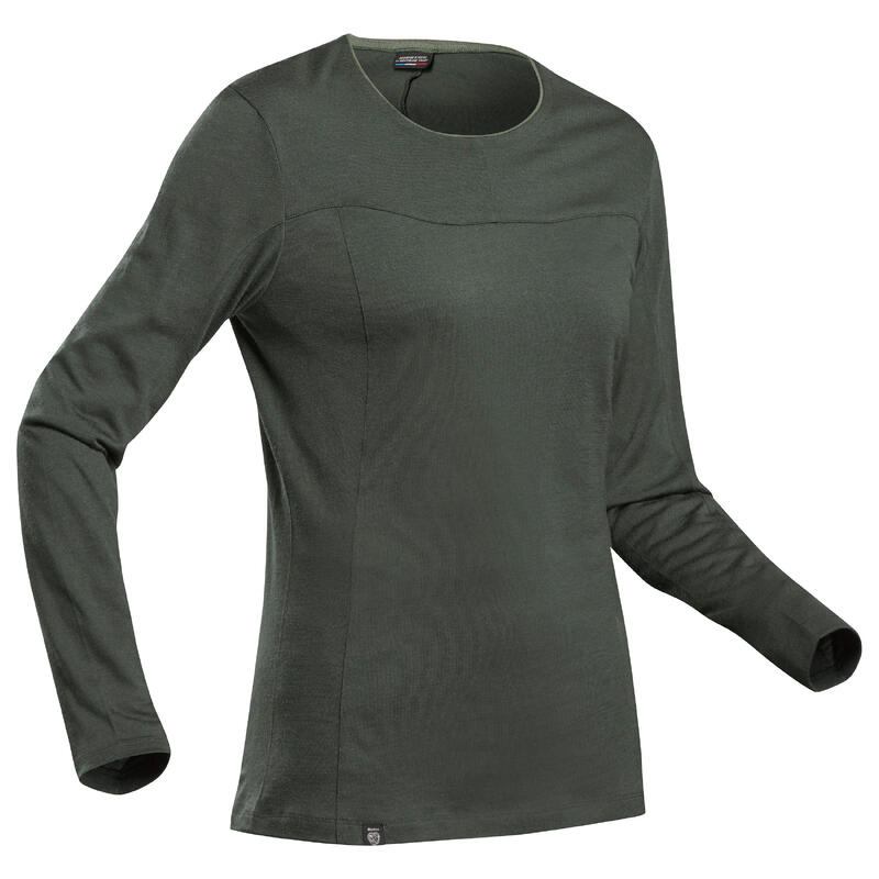Camiseta de lana merina manga larga mujer - MT500 