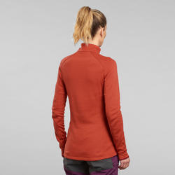 Camiseta de lana merina de trekking montaña manga larga cuello cremallera  mujer - MT900 FORCLAZ | Decathlon