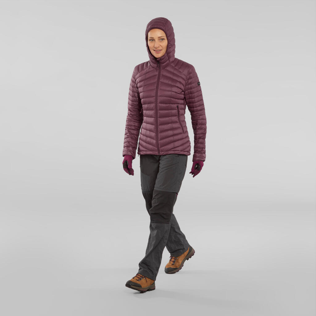 Jakna za planinarski treking MT100 perjana s kapuljačom -5 °C ženska - oker