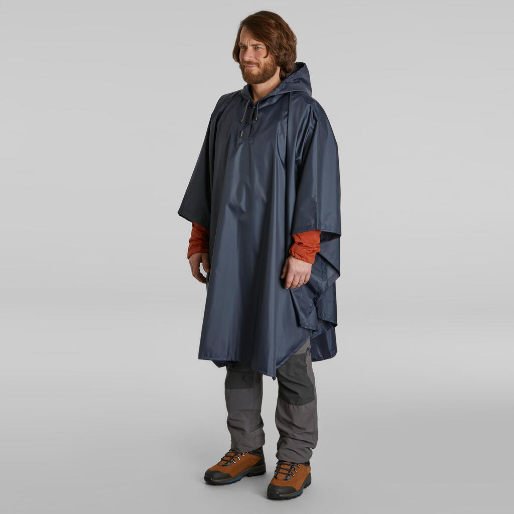 Poncho pluie de randonnée - forclaz mt 100 bleu 30l