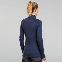 Camiseta de lana merina de trekking montaña manga larga cuello cremallera  mujer - MT900 FORCLAZ | Decathlon