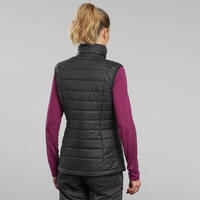 Women’s synthetic sleeveless trekking padded jacket MT100 - Black