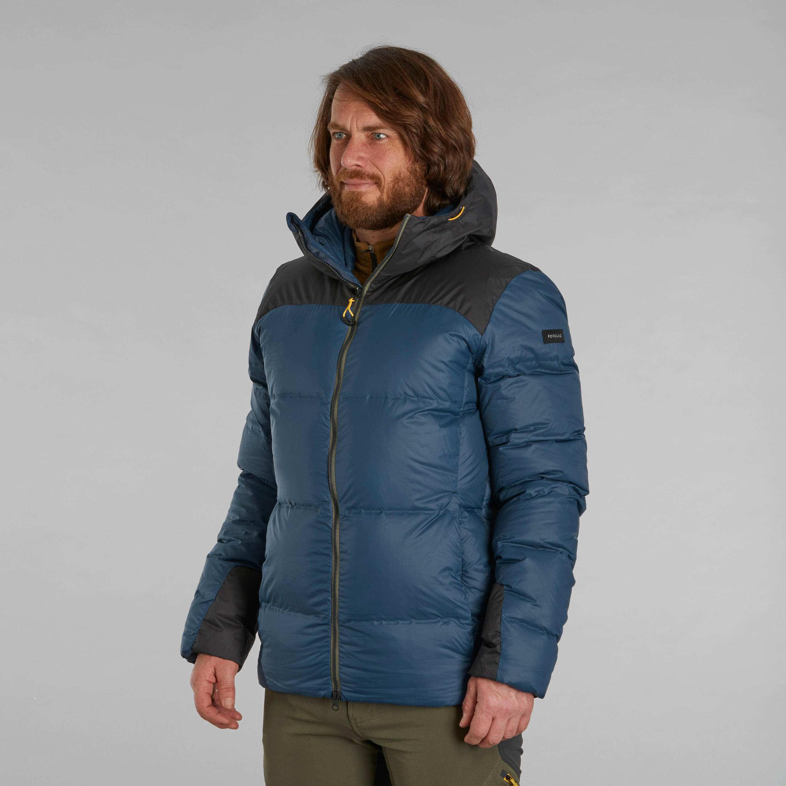 Daunenjacke Herren mit Kapuze bis -18 °C Bergwandern - MT900 blau