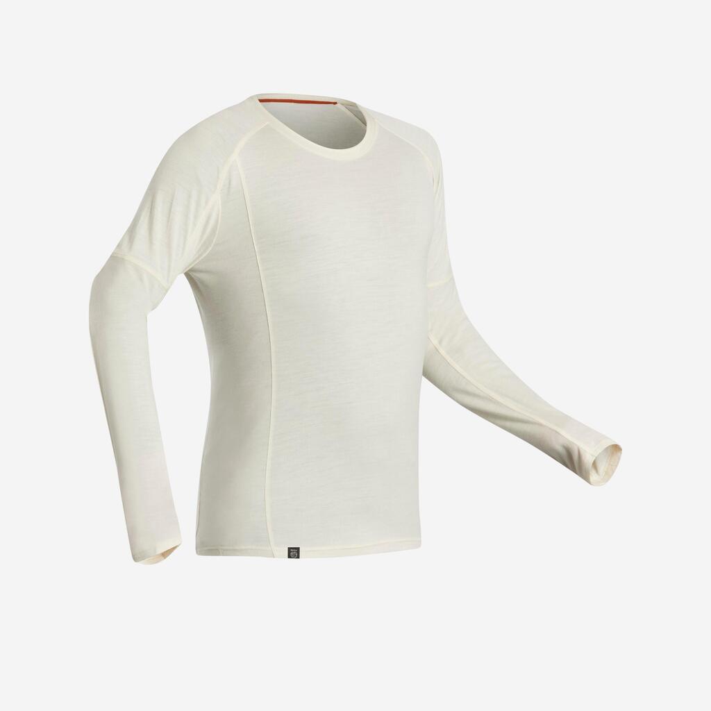 MAJICA DUGIH RUKAVA ZA TREKING MT500 OD MERINO VUNE MUŠKA - NEOBOJENA