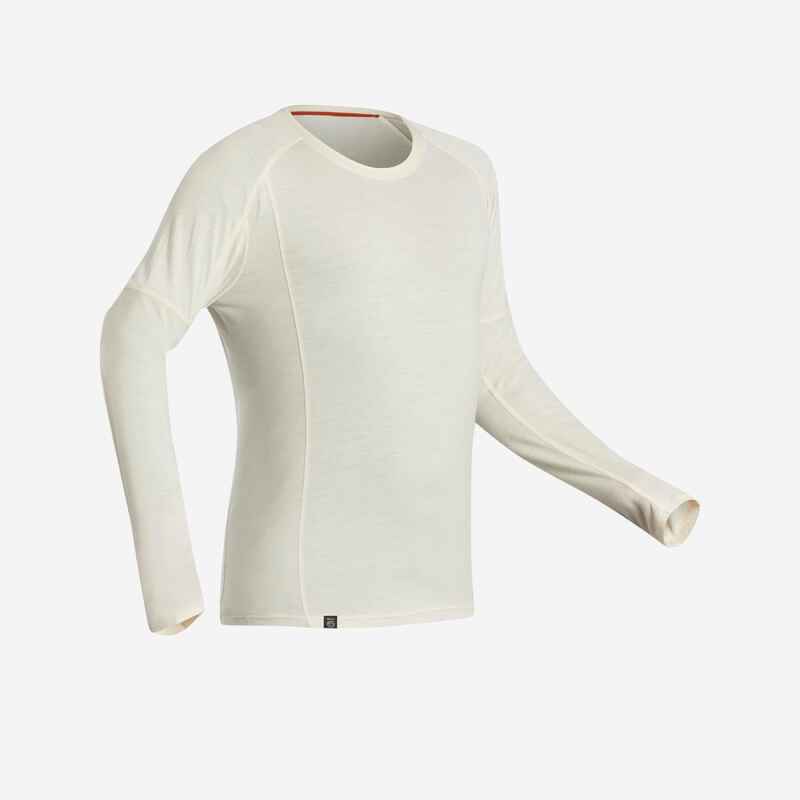 Merino Shirt Trekking MT500 Herren ungefärbt greige Merino Shirt Trekking MT500 Herren ungefärbt greige