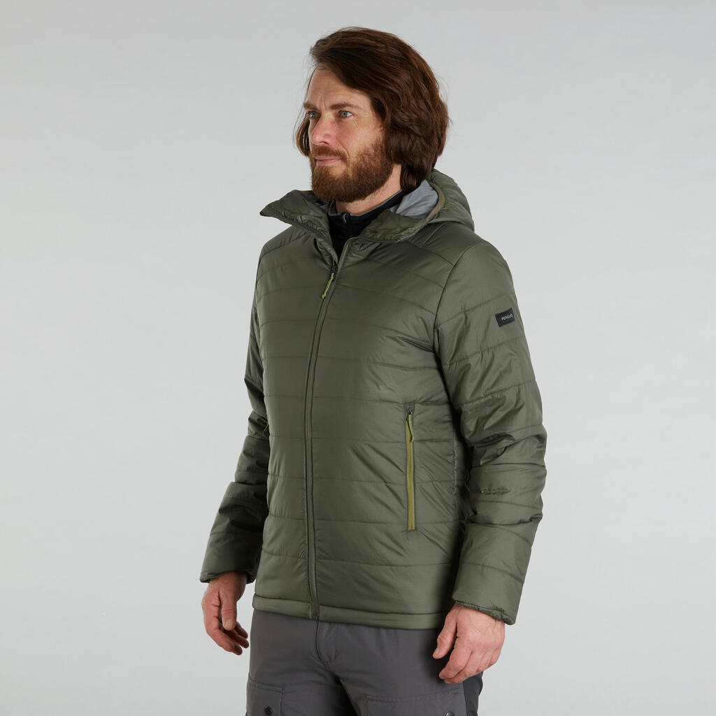 Men’s synthetic trekking padded jacket with hood MT100 -5°C - Green