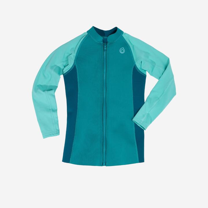Top néoprène 500 junior manches longues turquoise SUBEA Decathlon