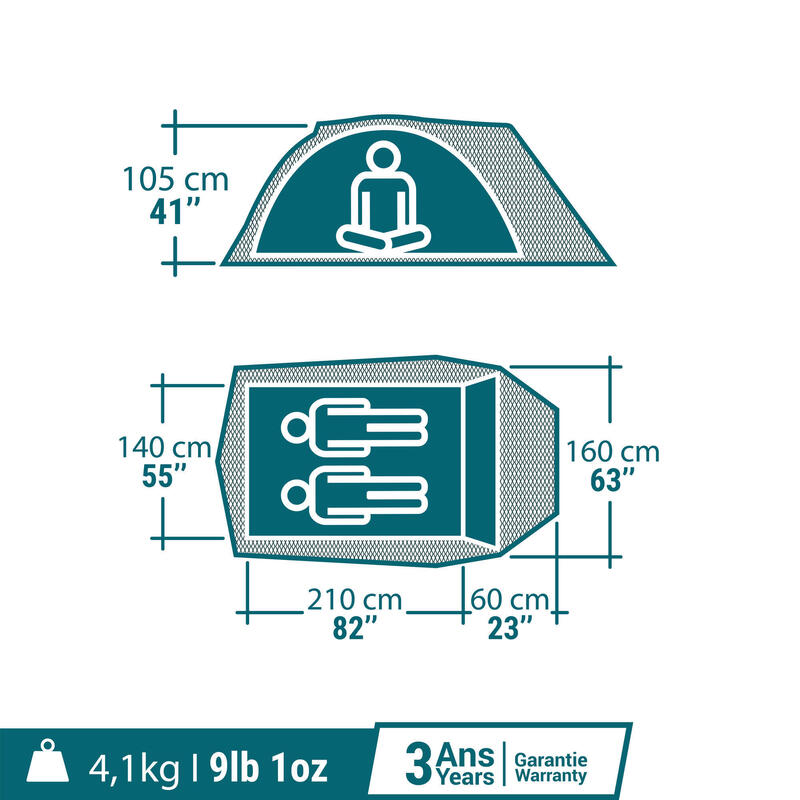 Tienda de Camping Quechua Arpenaz Fresh&Black XL 2 Personas