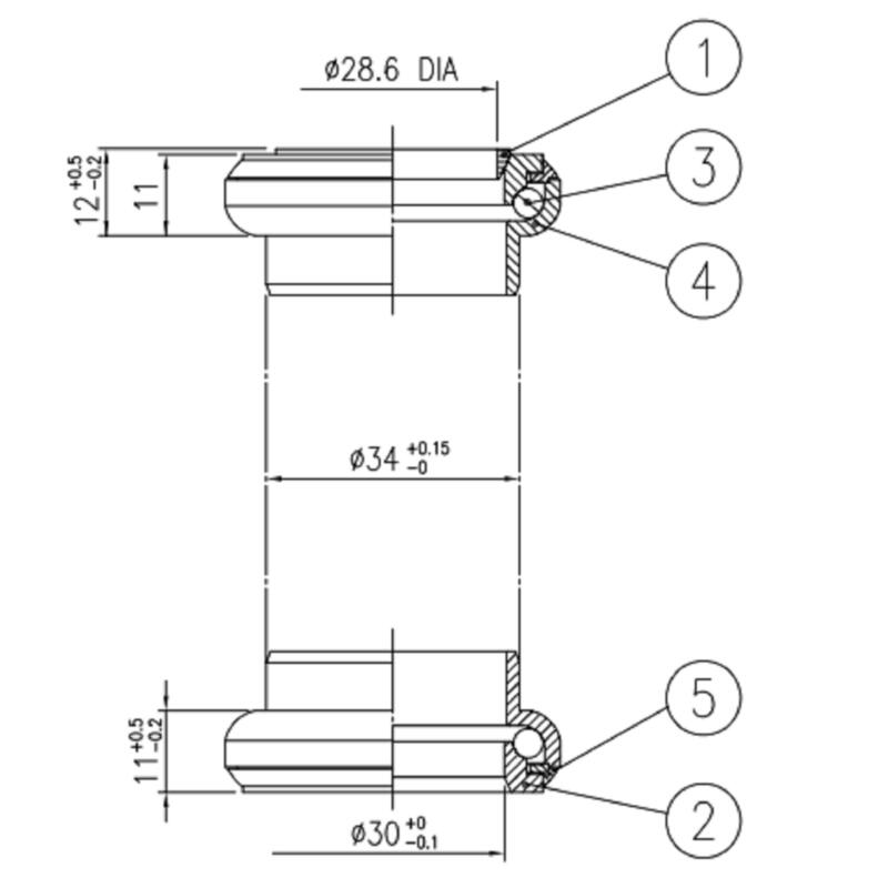 CAIXA DE DIREÇÃO BTT 1"1/8 COPO EXTERNO AHEAD EC34/28.6 EC34/30 PRETO