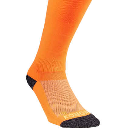 Vaikiškos / suaugusiųjų žolės riedulio kojinės „FH500“, neoninė oranžinė