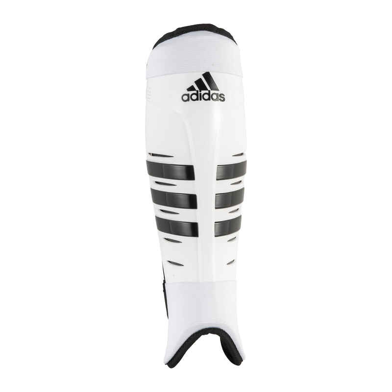 Schienbeinschoner Feldhockey hohe Spielintensität Damen/Herren weiss/schwarz