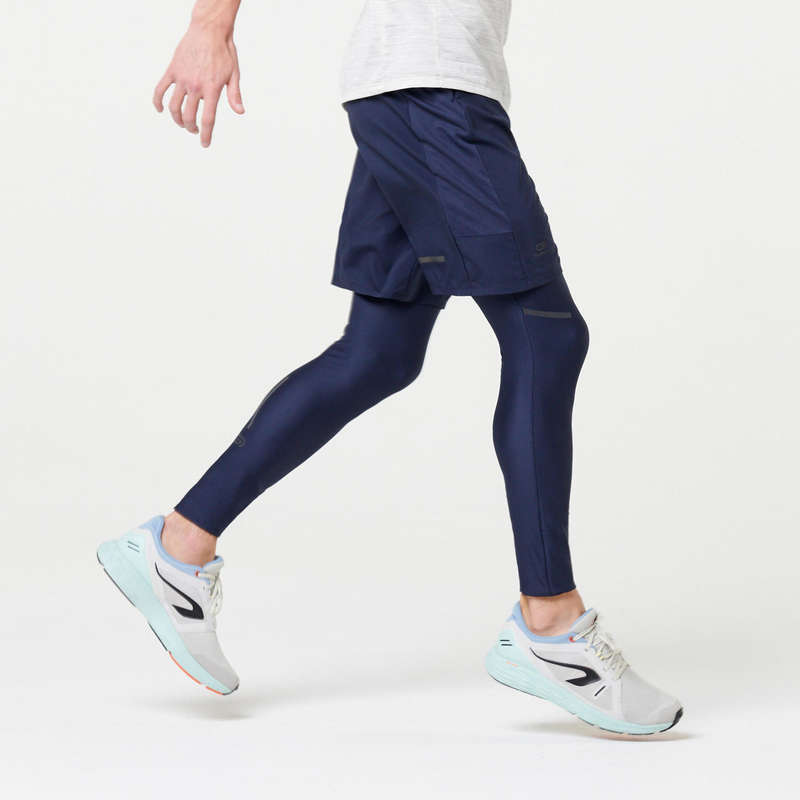 REGULAR MAN JOG WARM/MILD WTHR CLOTHES Clothing - RUN DRY+ MEN'S SHORTS BLUE KALENJI - Bottoms
