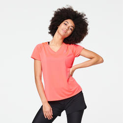 Camiseta running manga corta transpirable mujer dry rosa
