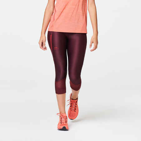 Legging court running respirant femme - Dry+ Feel bordeaux