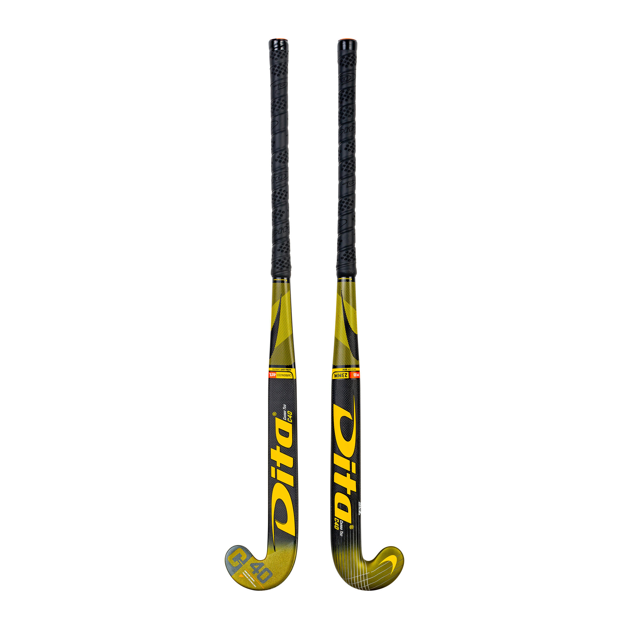 Kids' Advanced 40% Carbon Low Bow Field Hockey Stick Carbotec C40 - Gold/Black 6/12