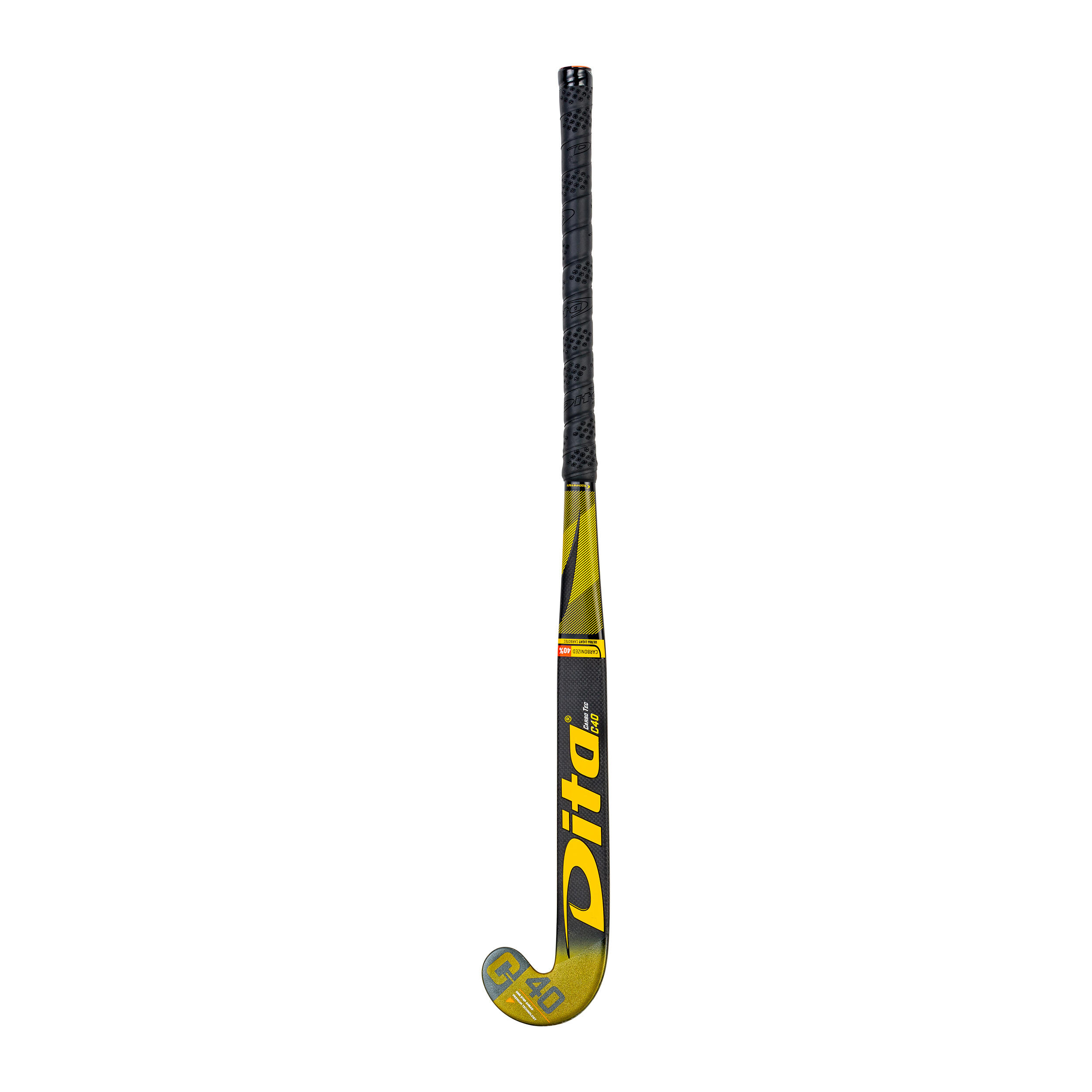 Kids' Advanced 40% Carbon Low Bow Field Hockey Stick Carbotec C40 - Gold/Black 5/12