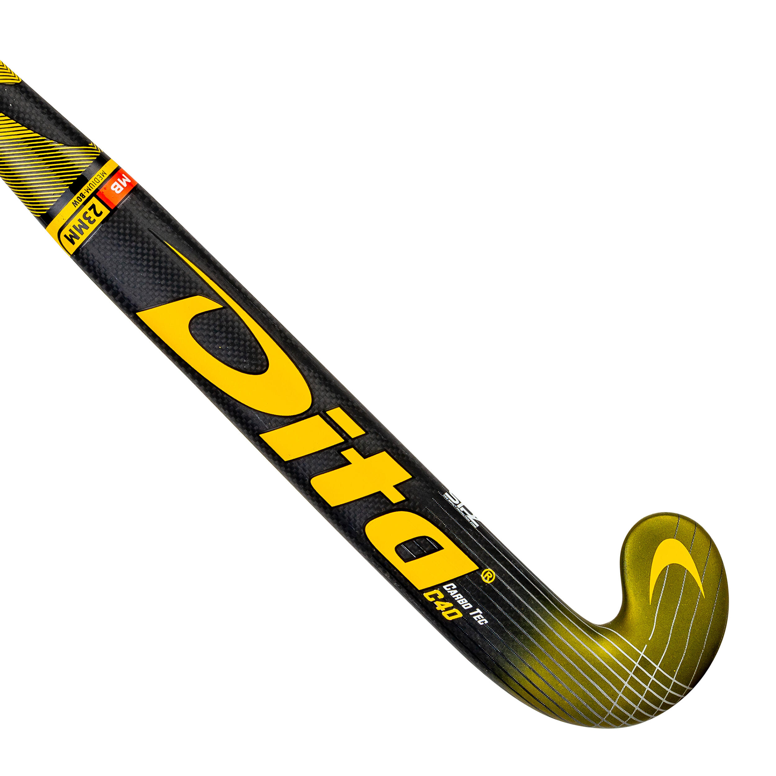 Kids' Advanced 40% Carbon Low Bow Field Hockey Stick Carbotec C40 - Gold/Black 8/12