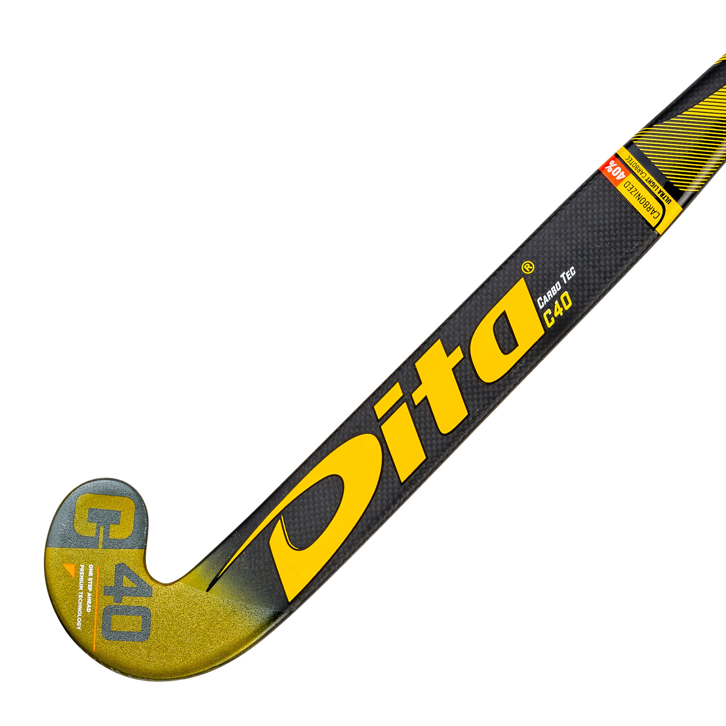 Kids' Advanced 40% Carbon Low Bow Field Hockey Stick Carbotec C40 - Gold/Black 3/12