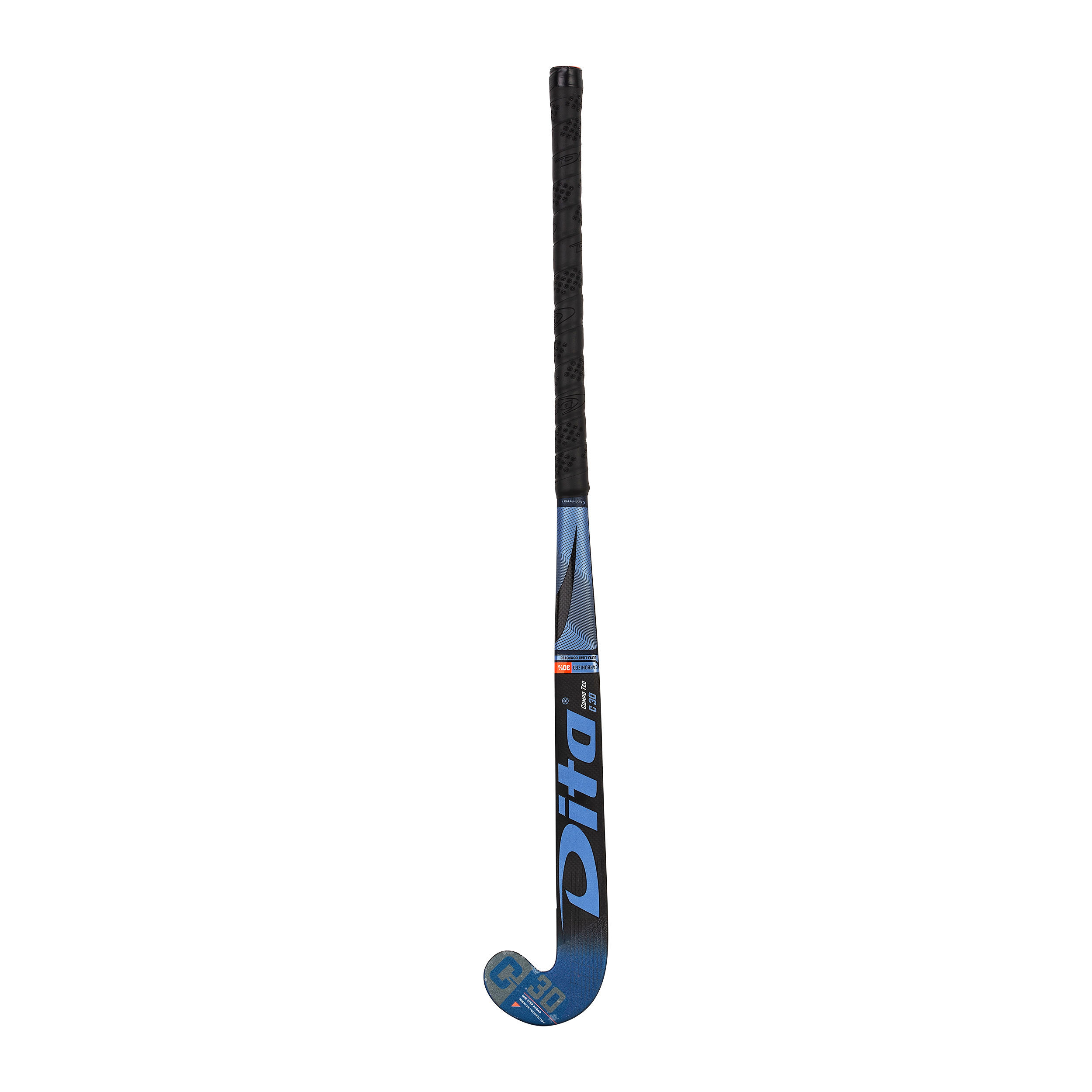 Kids' Field Hockey 30% Carbon Mid Bow Stick CompoTec C30 - Blue/Black 6/12