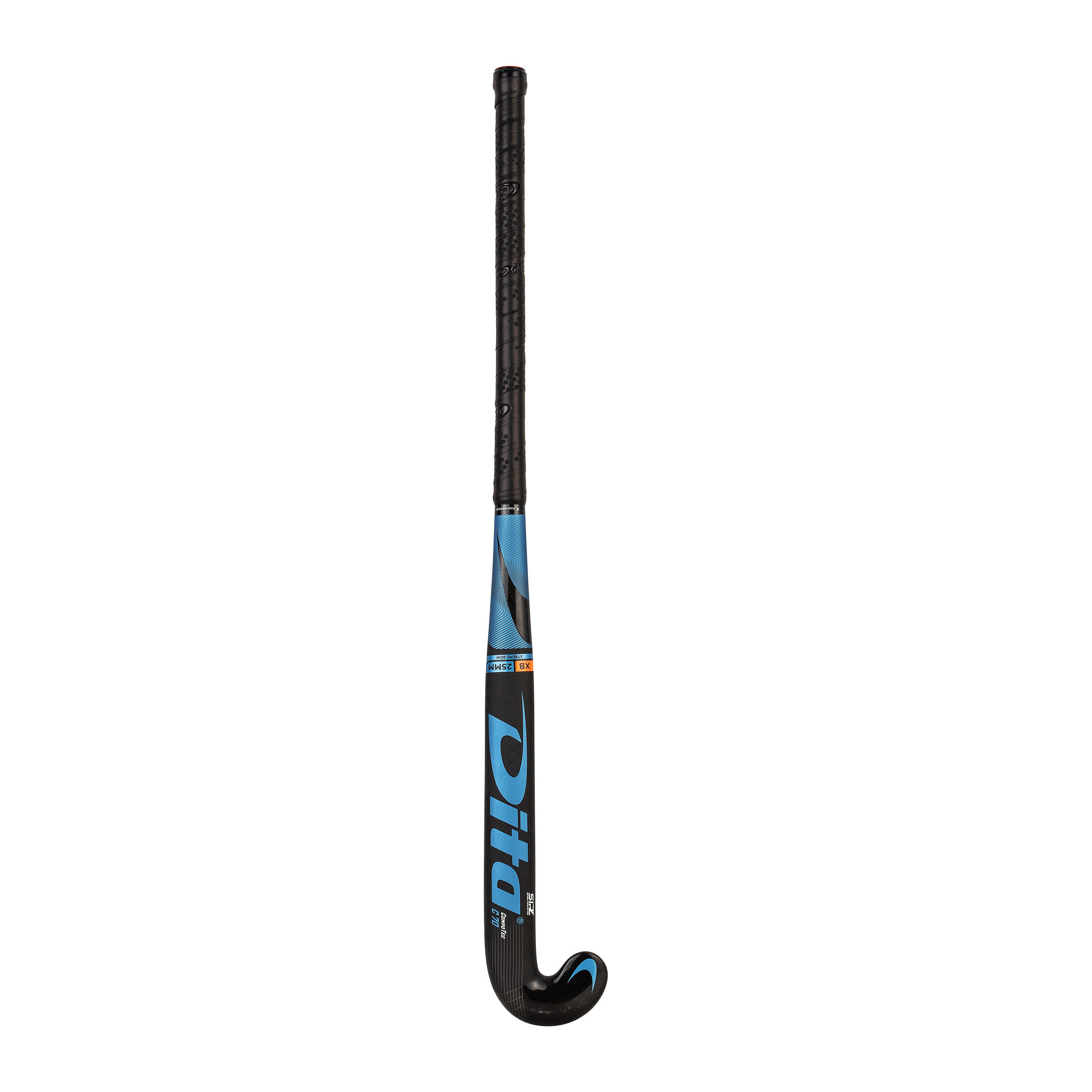 Adult Field Hockey Advanced 70% Carbon X-Low Bow Stick CompoTec C70 - Black/Blue 7/12
