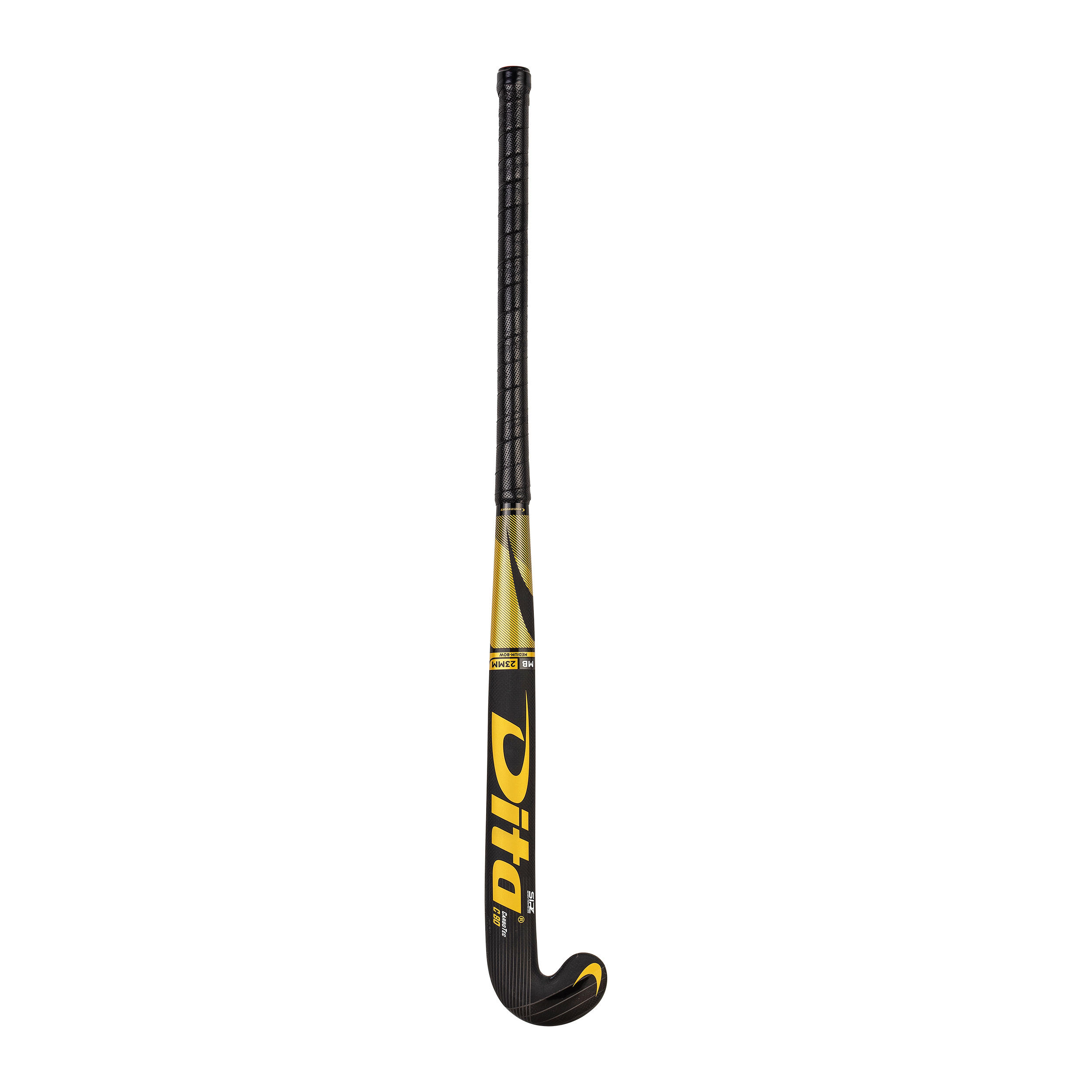 Adult Field Hockey Advanced 80% Carbon Mid Bow Stick CarboTec C80 - Black/Gold 6/12