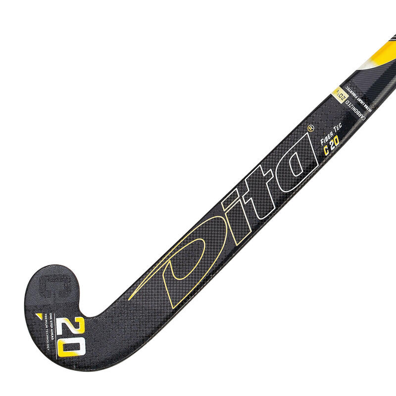 Hockeyschläger Fibertec C20 Mid Bow 20% Carbon Jugendliche schwarz/gold
