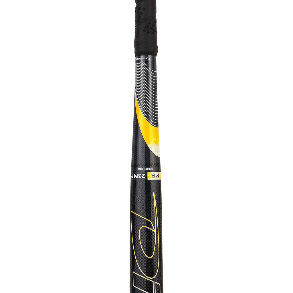 Kids' 20% Carbon Mid Bow Field Hockey Stick Fibertec C20 - Black/Gold