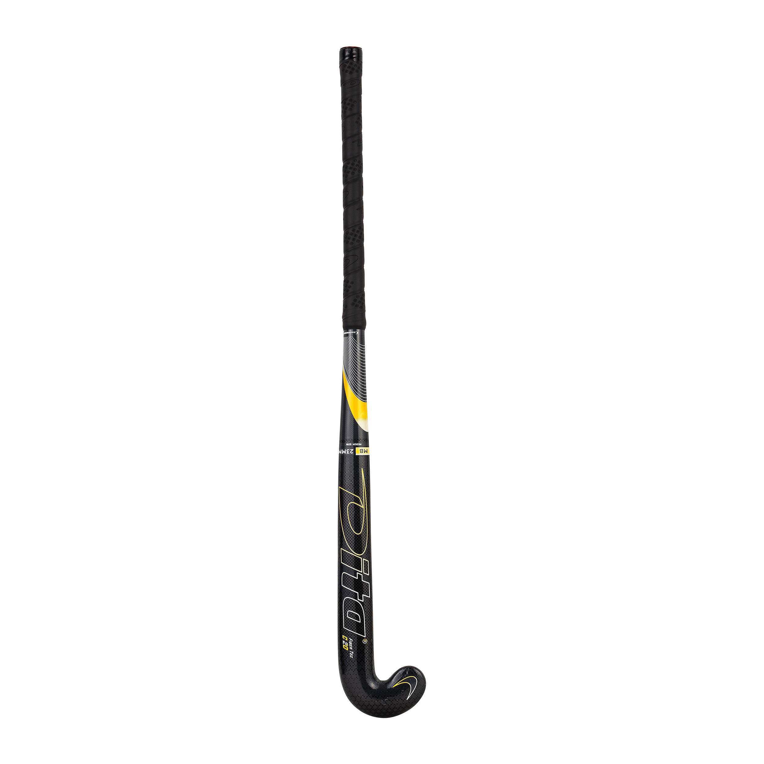 Teens' 20% Carbon Mid Bow Field Hockey Stick Fibertec C20 - Black/Gold 5/10