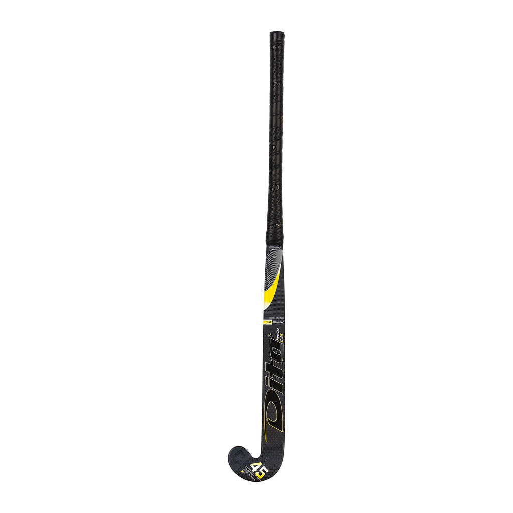 Feldhockeyschläger FiberTecC45 Low Bow 45% Carbon schwarz/gelb